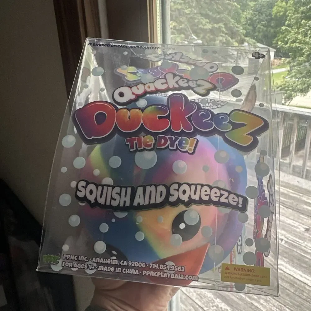 Quackeez Duckeez Tie Dye Squish & Squeeze Tactile Toy, Blue 4+